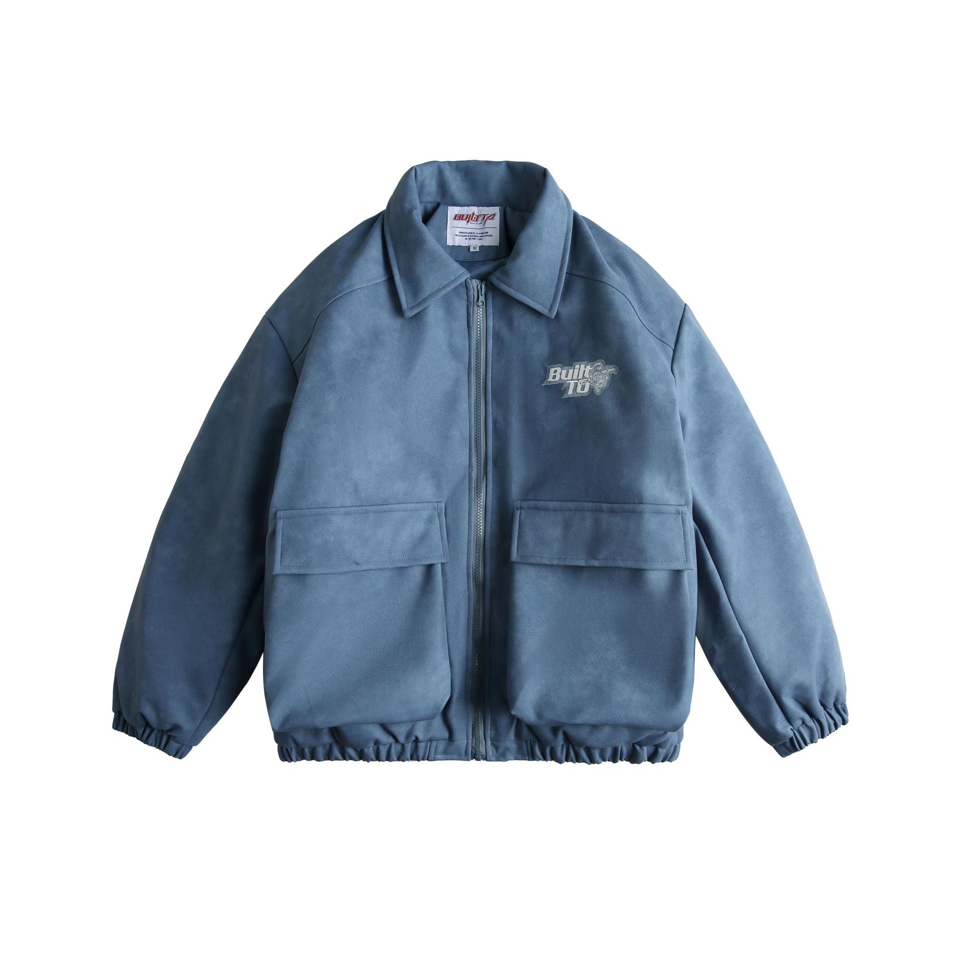 Men's Boxy Suede-Effect Blouson Jacket with Applied Flap Pockets Chichicherry