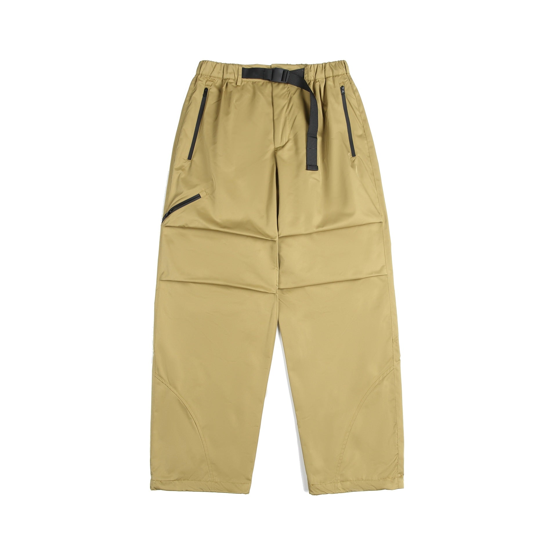 Unisex Technical Cargo Capri Pants with Elastic Waistband, Integrated Belt and Waterproof Zippers Chichicherry