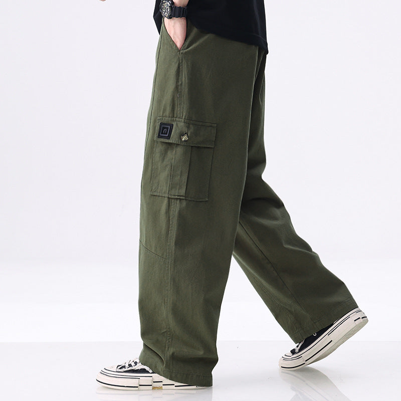 Men's loosely cut cotton cargo pants with applied side pockets and relaxed-fit Chichicherry