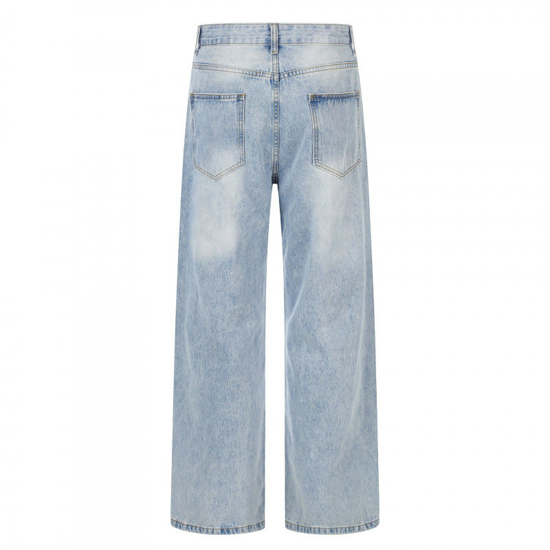 Women High-waisted wide jeans with wide leg, vintage wash and classic pocket design Chichicherry