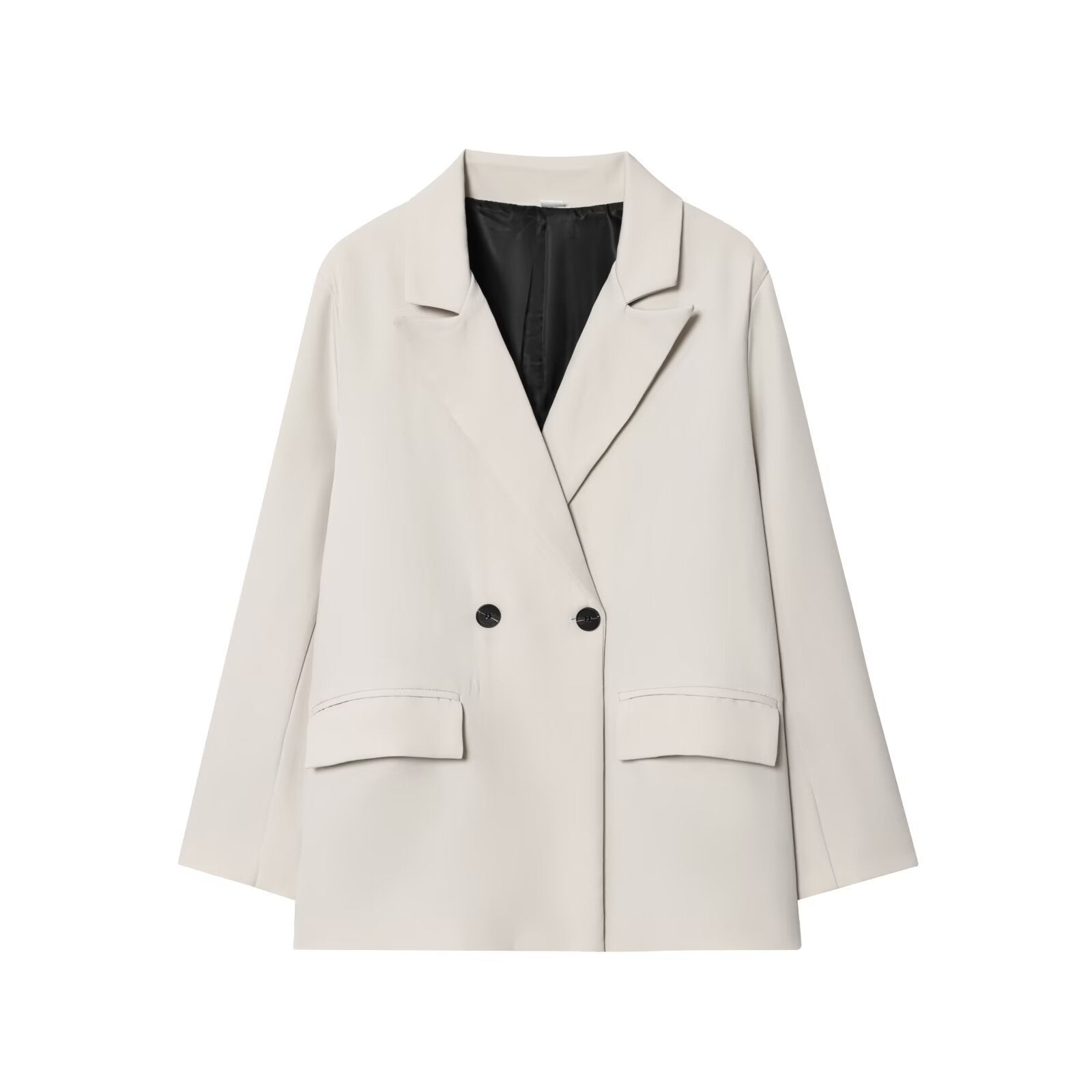 Women's Oversized Double-Breasted Blazer with Flap Pockets Chichicherry