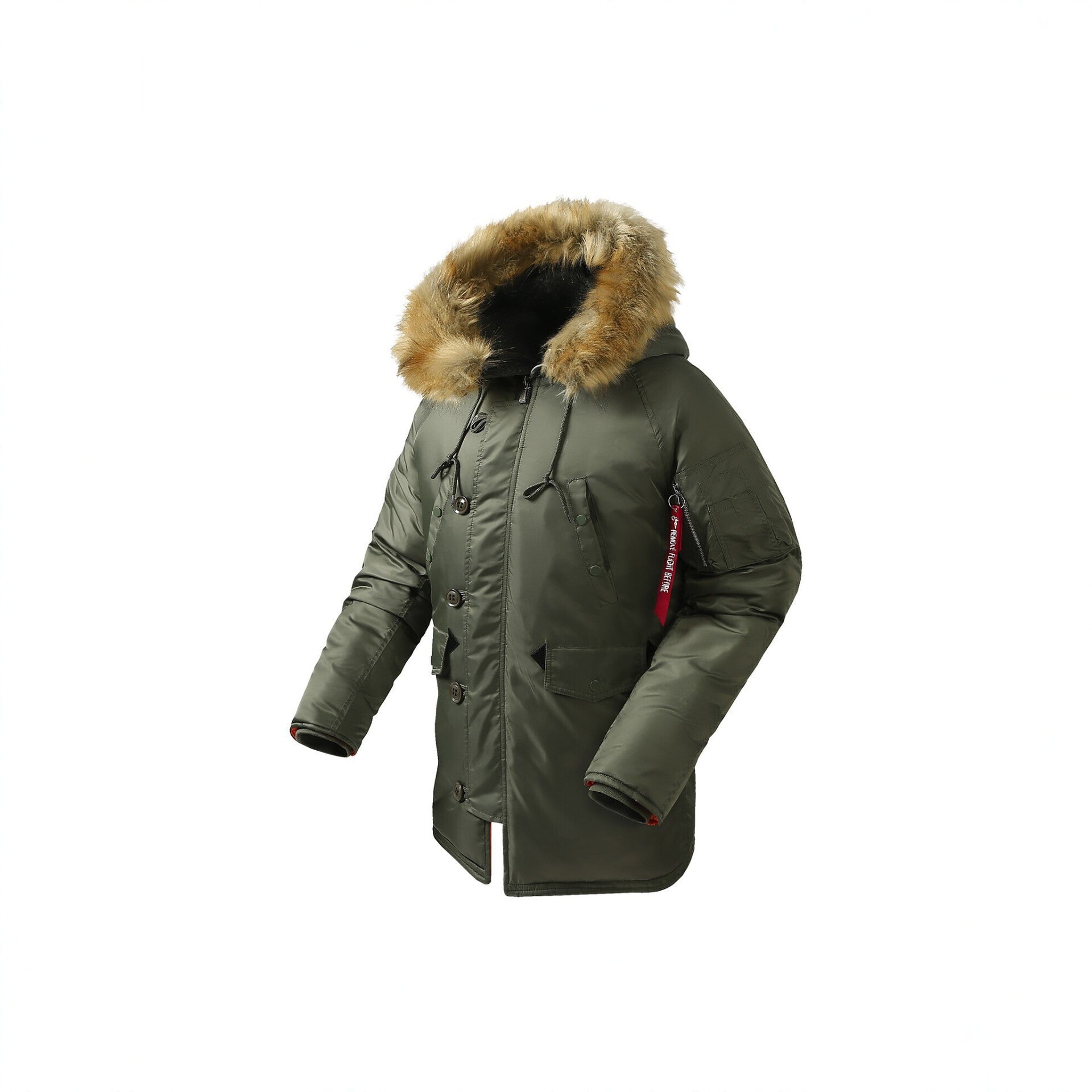 Men's longer insulated parka with faux fur hood and thermal padding Chichicherry