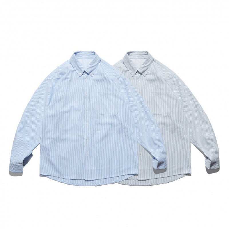 Unisex Oversize shirt with fine pinstripe, button-down collar and chest pocket Chichicherry