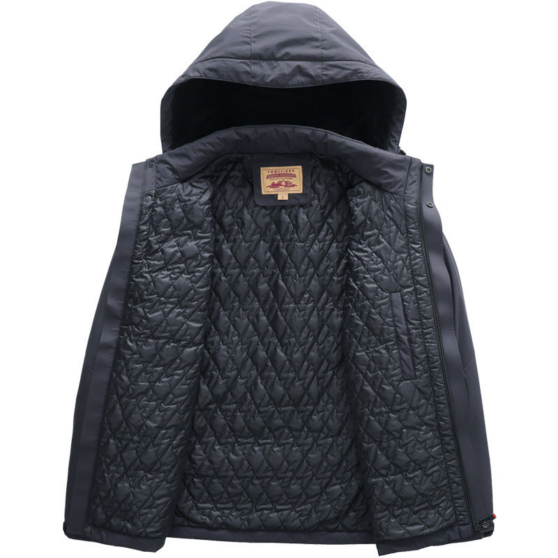 Men's water-repellent padded thermal jacket with adjustable hood and windproof membrane Chichicherry