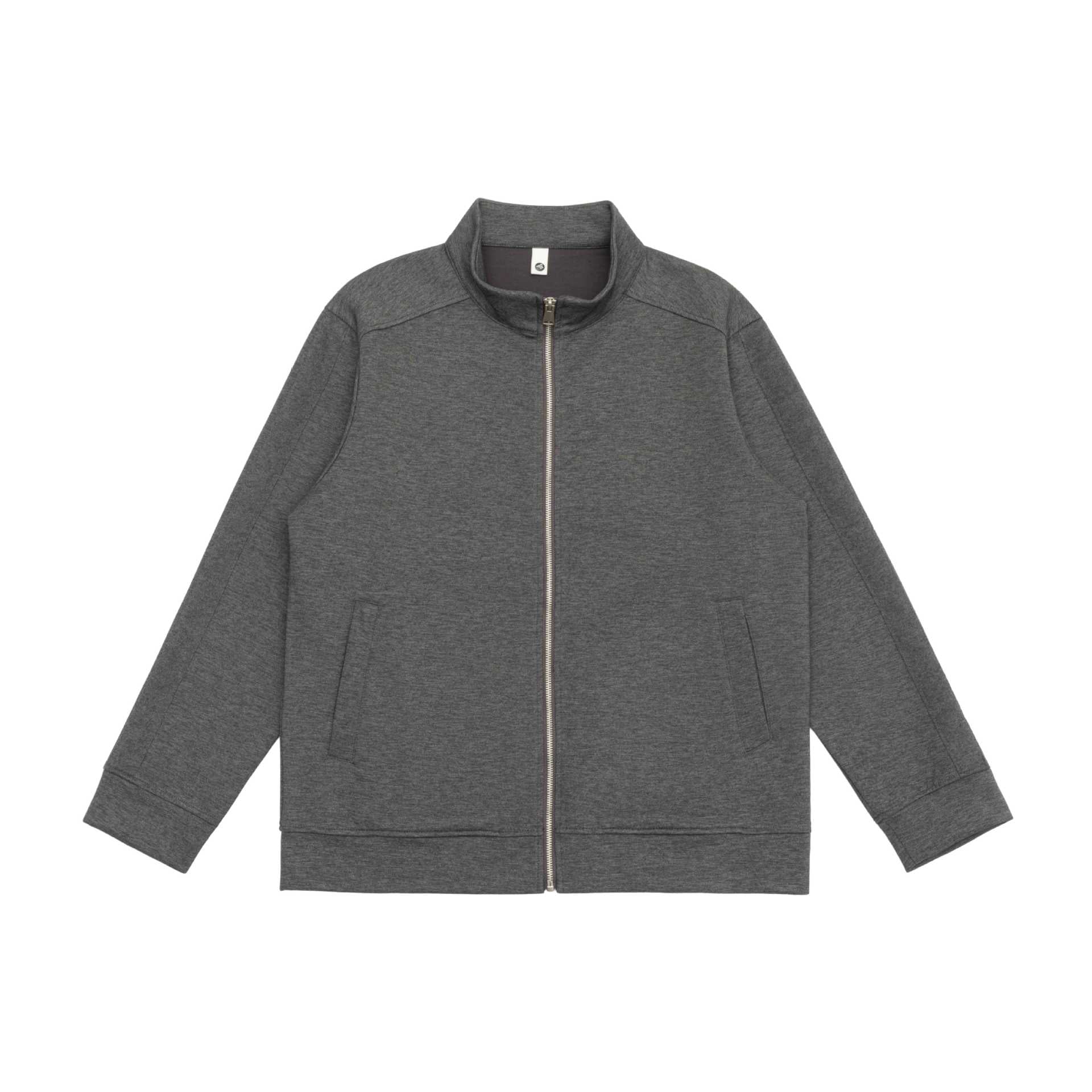 Men's sweatshirt jacket with stand-up collar, continuous zipper, and contrast sleeve inserts Chichicherry