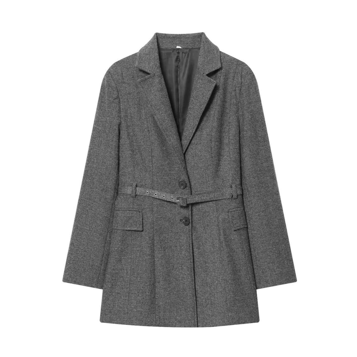Women Straight Cut Suit Trousers with High Waist and Crease Chichicherry