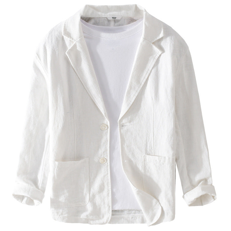 Men's casual linen blazer with classic button placket and patch pockets Chichicherry