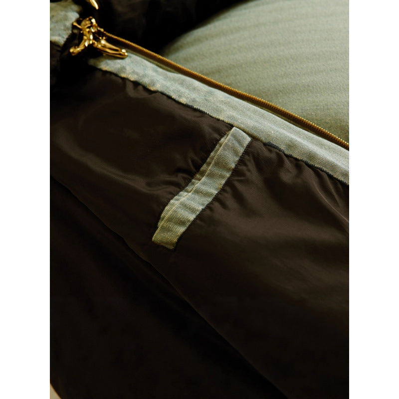 Unisex Short Oversized Padded Jacket with Stand Collar, Drawstring and Elastic Sleeve Cuffs Chichicherry