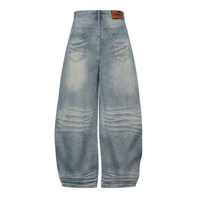 Women's Wide High-Waist Balloon Jeans with Decorative Seams Chichicherry
