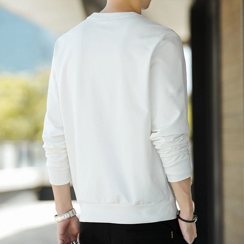 Men's Minimalist Cotton Sweatshirt with Crew Neck and Ribbed Cuffs Chichicherry