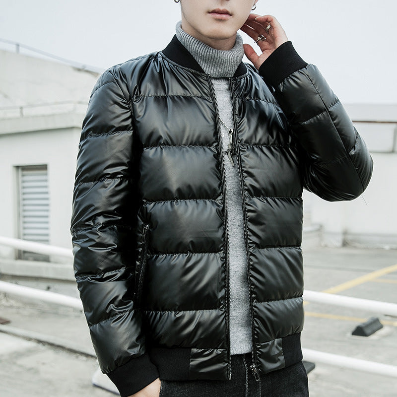 Men's quilted shiny thermo bomber jacket with light insulation and ribbed cuffs Chichicherry