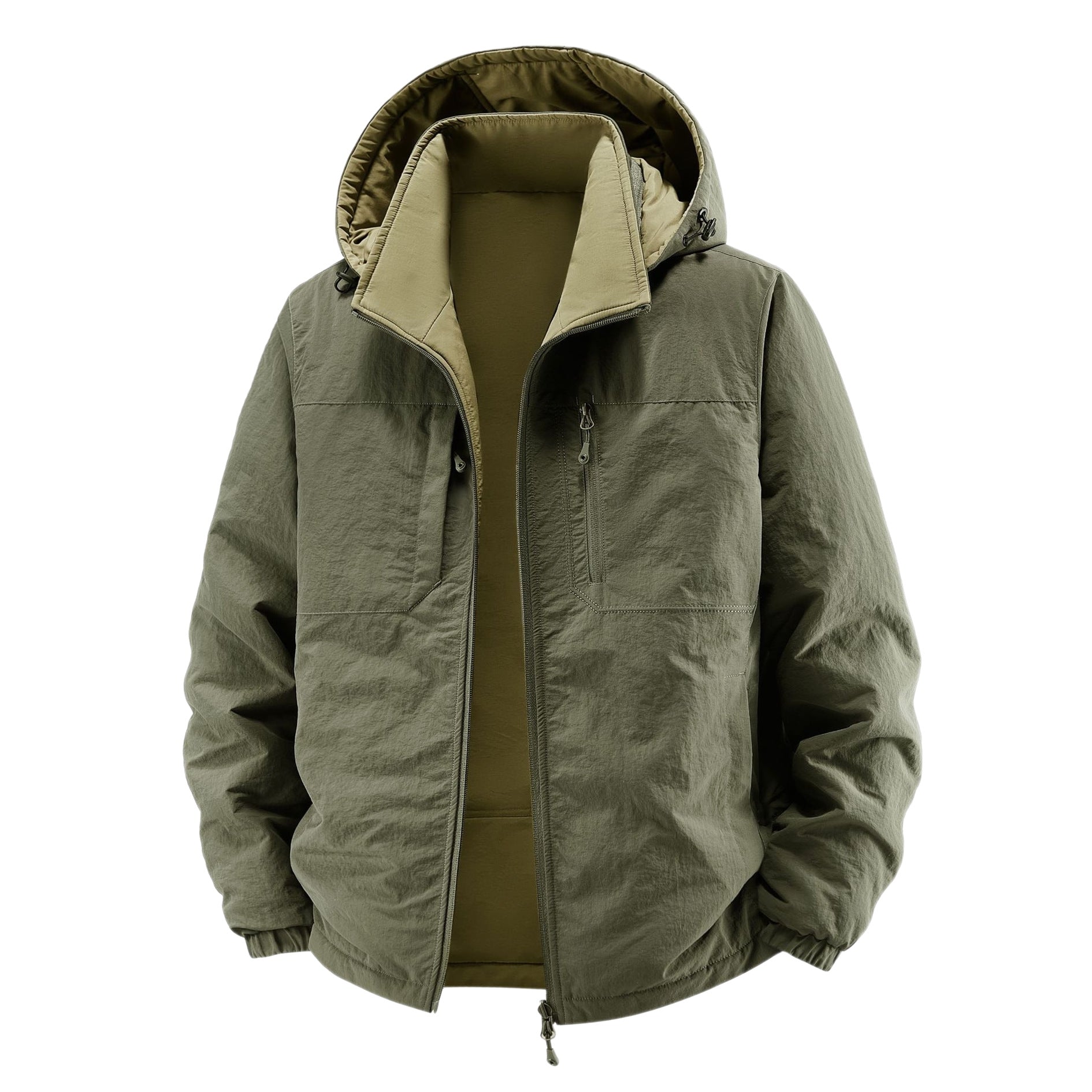 Men's thermo field jacket with fleece lining, hood and front pockets Chichicherry