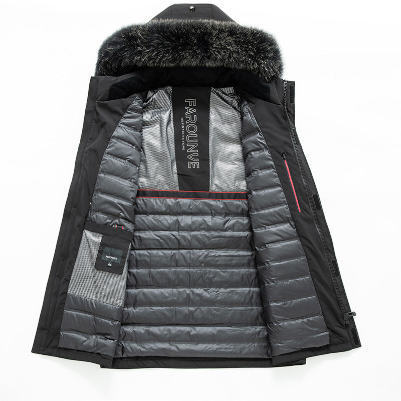 Men's Water-Repellent Thermo Parka with Hood and Removable Faux Fur Trim Chichicherry