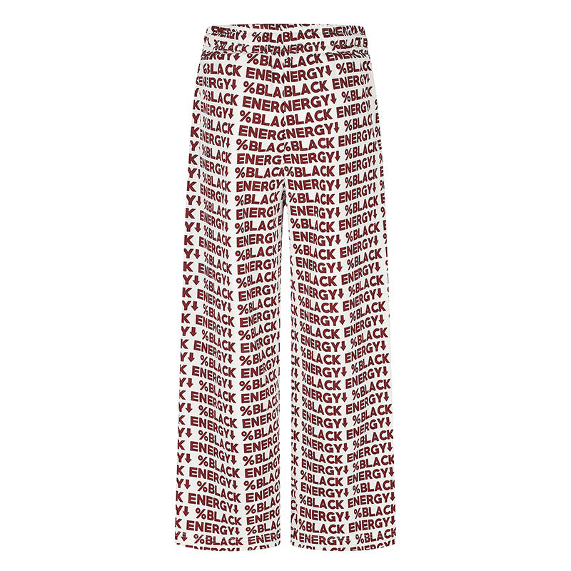 Women's Wide Palazzo Lounge Pants with Drawstring, Allover Logo Print and Elastic Comfort Waistband Chichicherry
