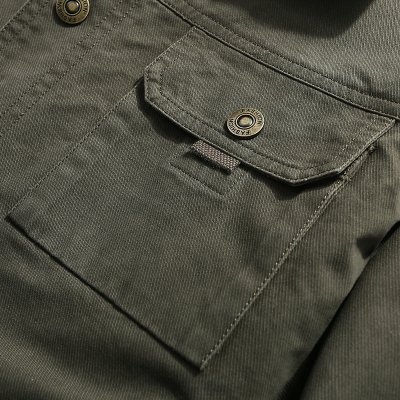 Men's robust canvas field jacket with chest pocket, stitch detail, and shirt collar Chichicherry