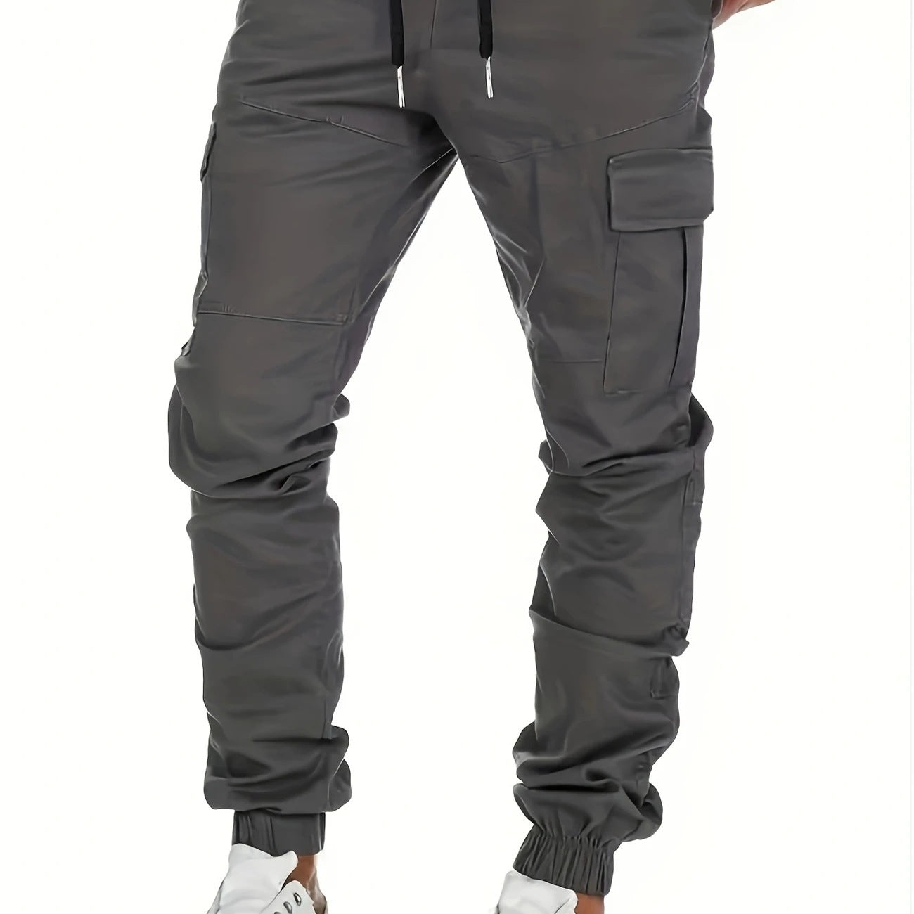 Men's cargo joggers with drawstring, elastic cuffs, and large flap pockets Chichicherry