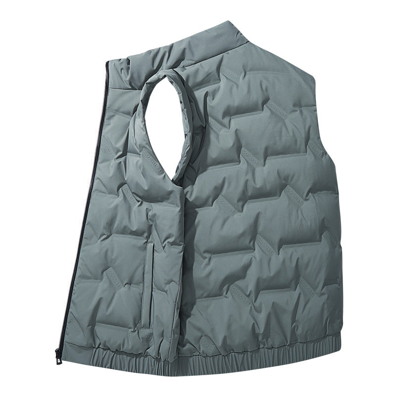 Men's Ultralight Puffer Vest with Stand-up Collar and Elastic Hem Chichicherry