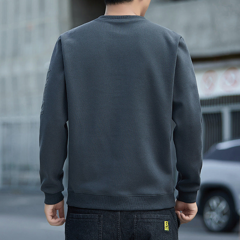 Men's Minimalist Sweatshirt with Raglan Sleeves and Zipper Arm Pocket Chichicherry