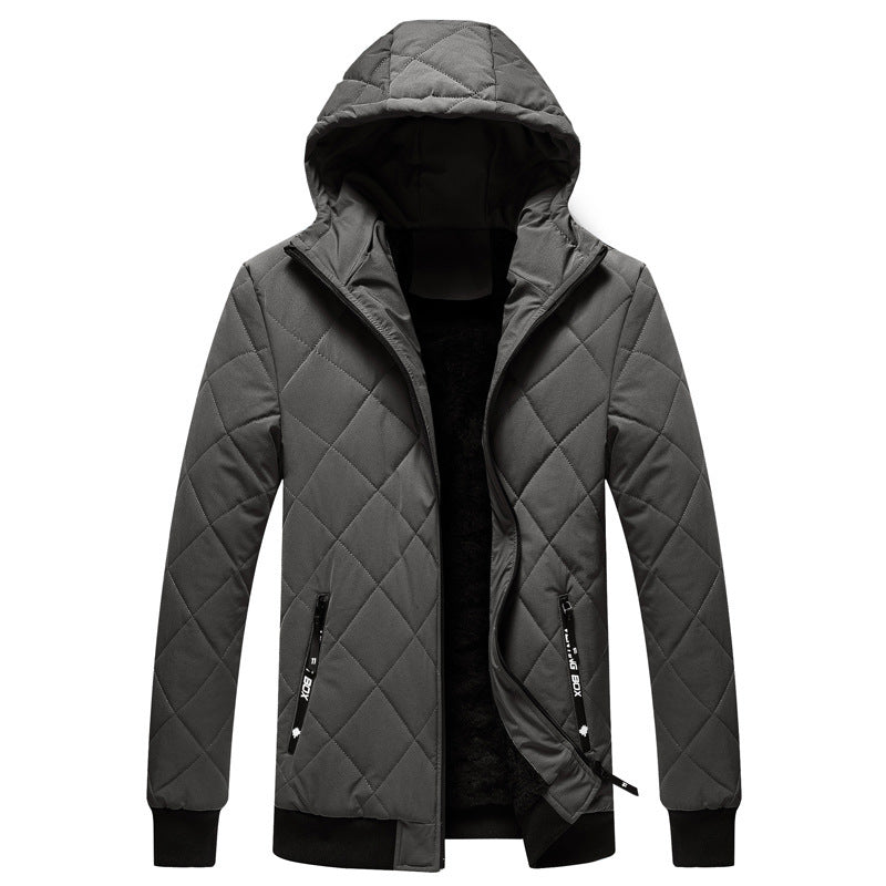 Men's quilted hooded jacket with light thermo insulation and ribbed cuffs Chichicherry