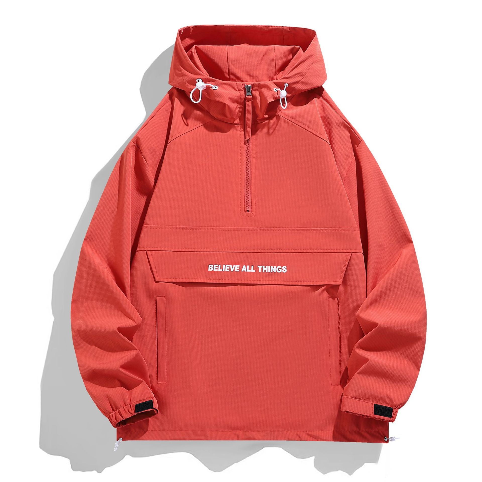 Women's hooded anorak with half zipper, kangaroo pocket & adjustable hem Chichicherry