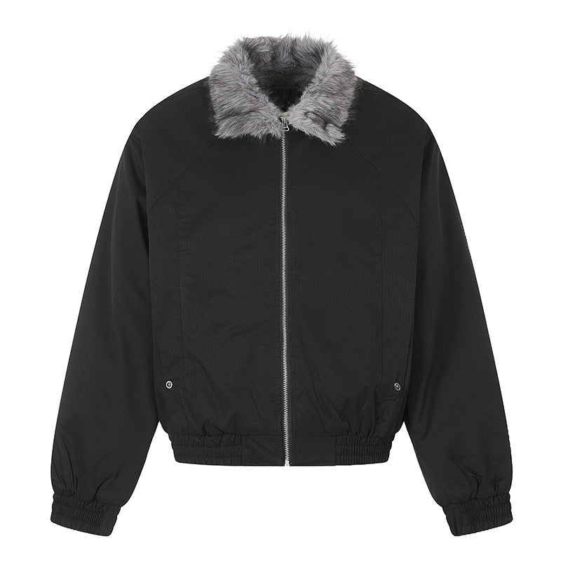 Women’s cropped bomber jacket with faux fur collar and elastic waistband Chichicherry