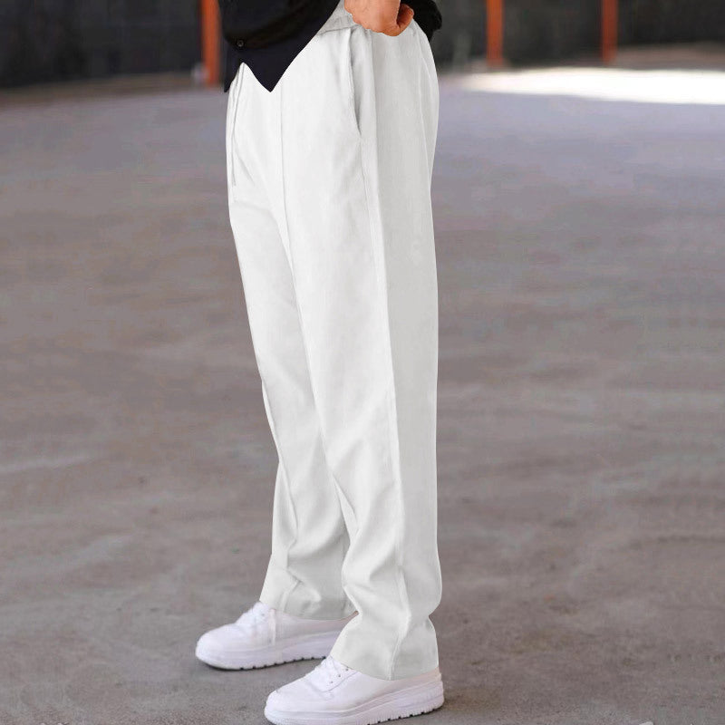 Men's Relaxed-Fit Casual Pants with Pleat, Drawstring and Side Pockets Chichicherry
