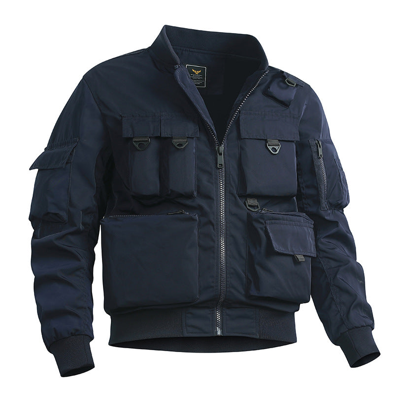 Men's Tactical Bomber Jacket with Multifunctional Utility Pockets Chichicherry