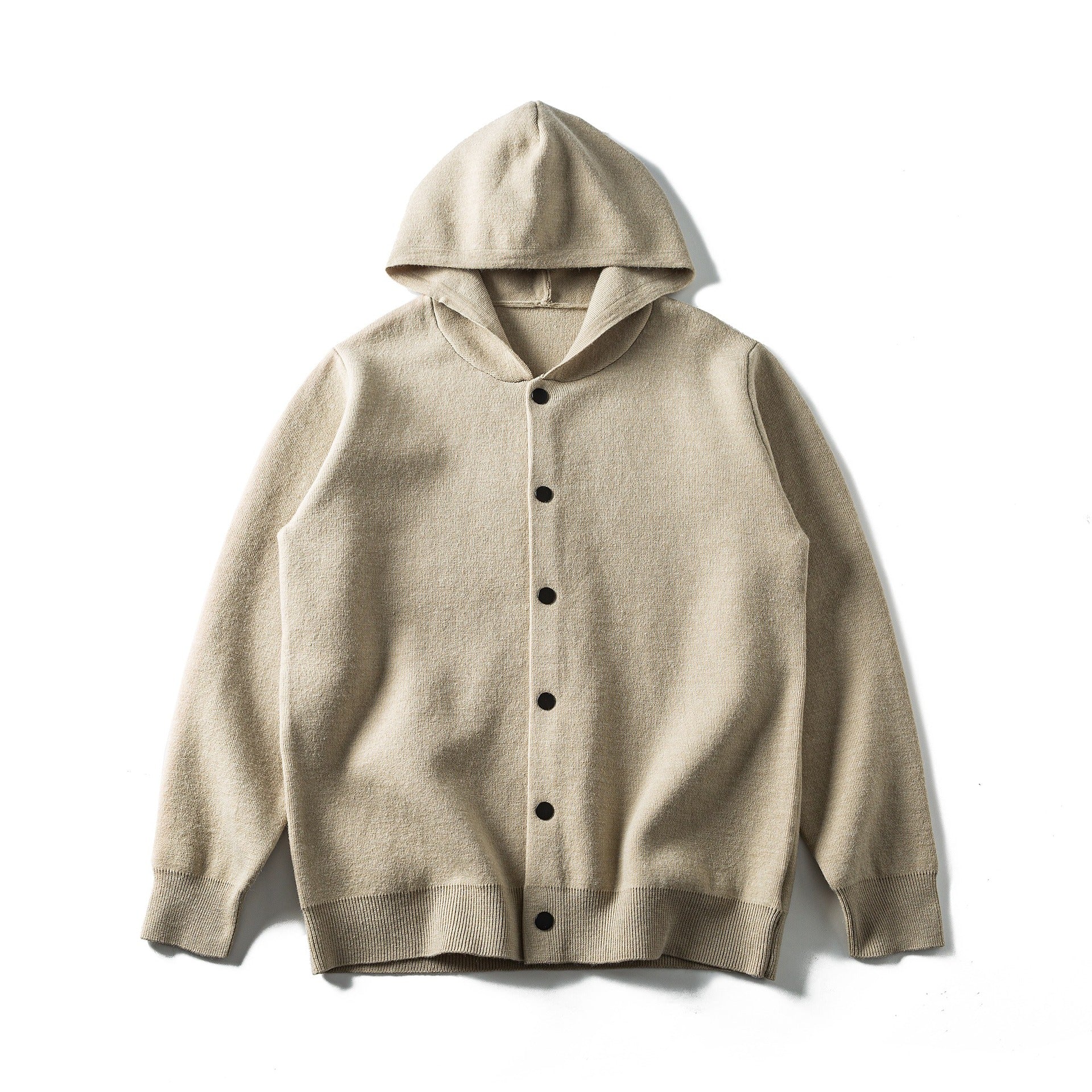 Unisex Light Hoodie Cardigan with Snap Fastener and Ribbed Cuffs Chichicherry
