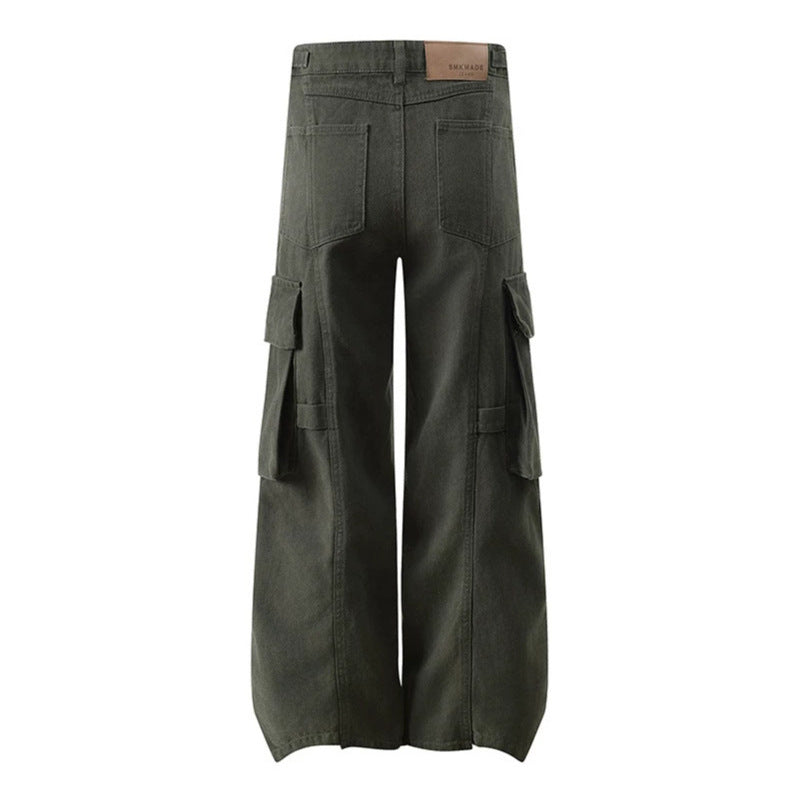 Women's high-waisted wide Cargo culotte pants with multi pockets and adjustable waistband Chichicherry