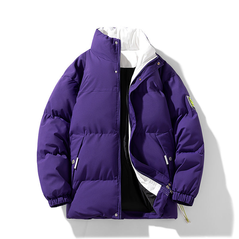 Women Padded Quilted Jacket with High Stand-Up Collar, Contrasted Lining and Drawstring Chichicherry