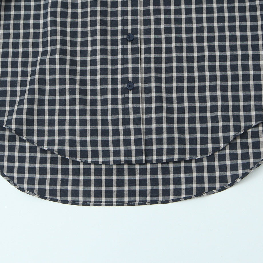 Women Checked Blouse Shirt with Asymmetrical Scarf Detail Chichicherry