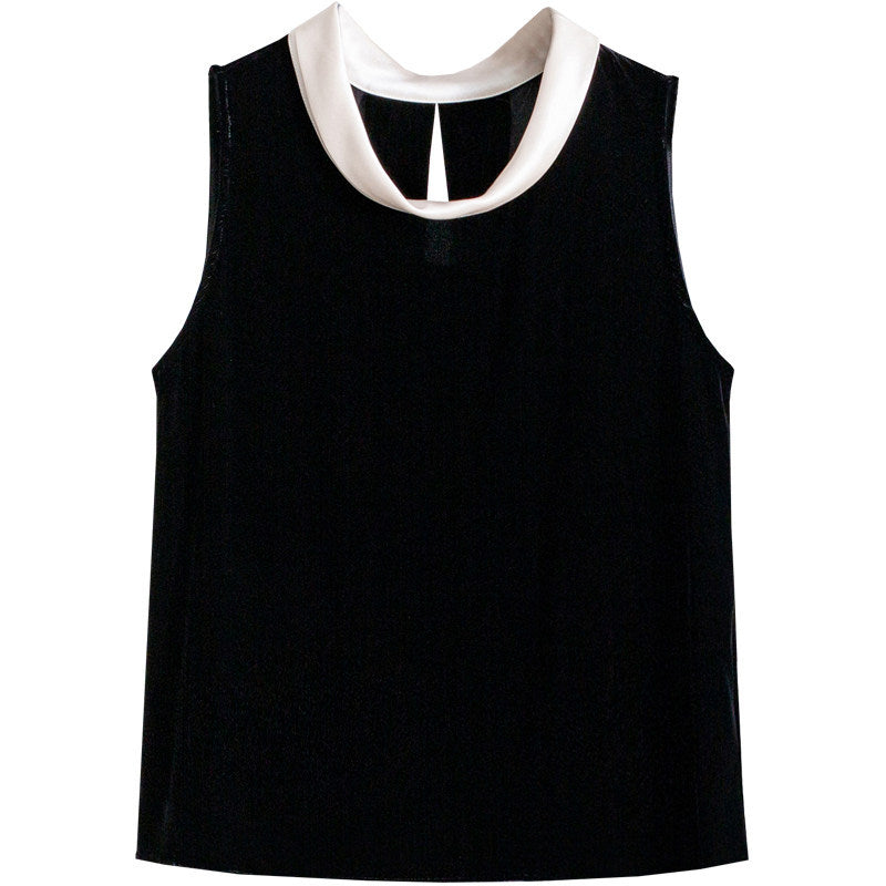Ladies Elegant Velvet Blouse with Silk Collar Drune