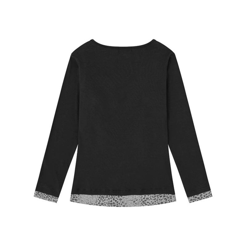 Women's Figure-Flattering Long Sleeve Shirt with Waterfall Draping and Animal Inside Lining Chichicherry