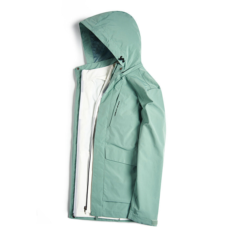 Men's waterproof city outdoor jacket with hood, concealed zipper and cargo pockets Chichicherry