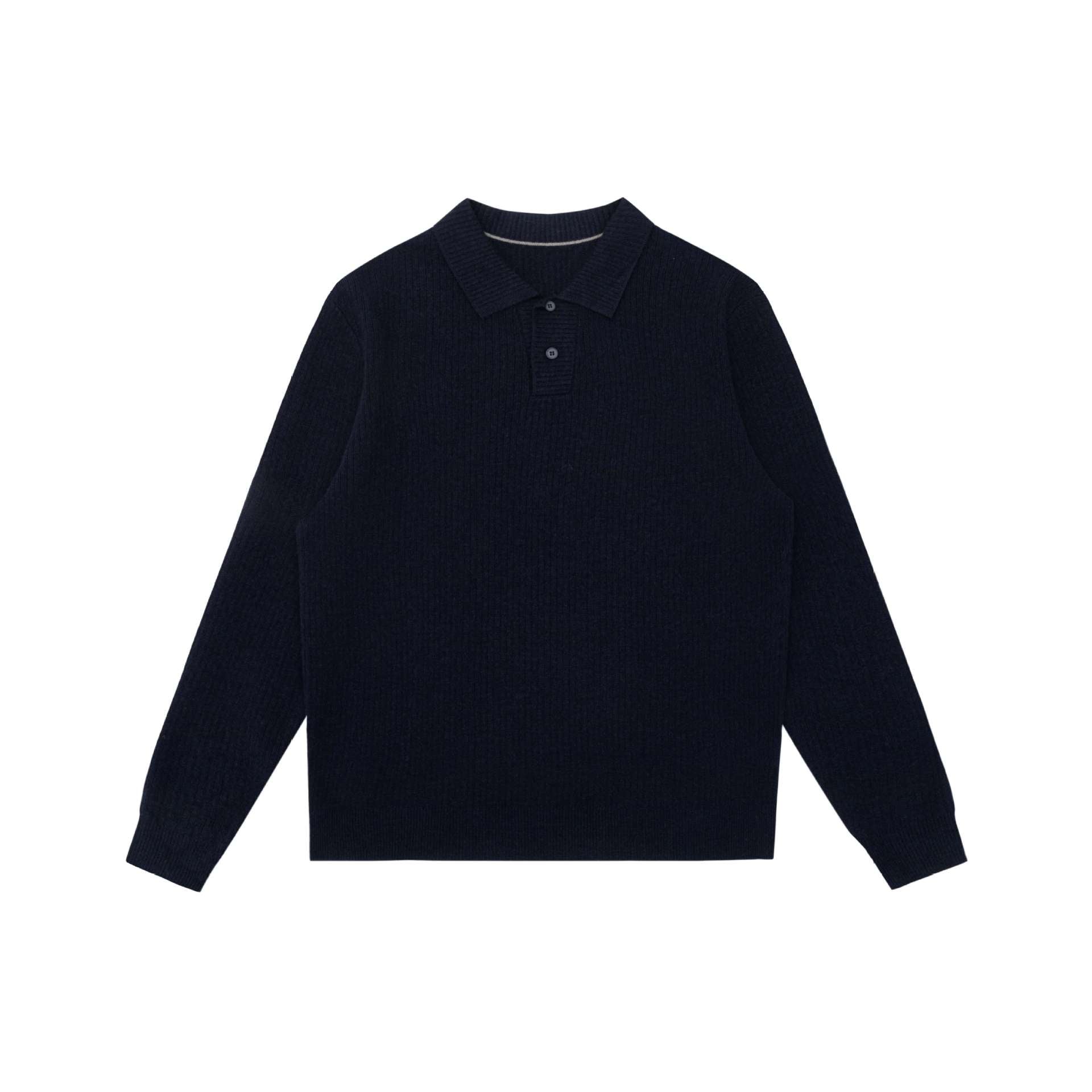 Unisex Ribbed Polo Collar Sweater made of Fine Knit with Button Placket Chichicherry