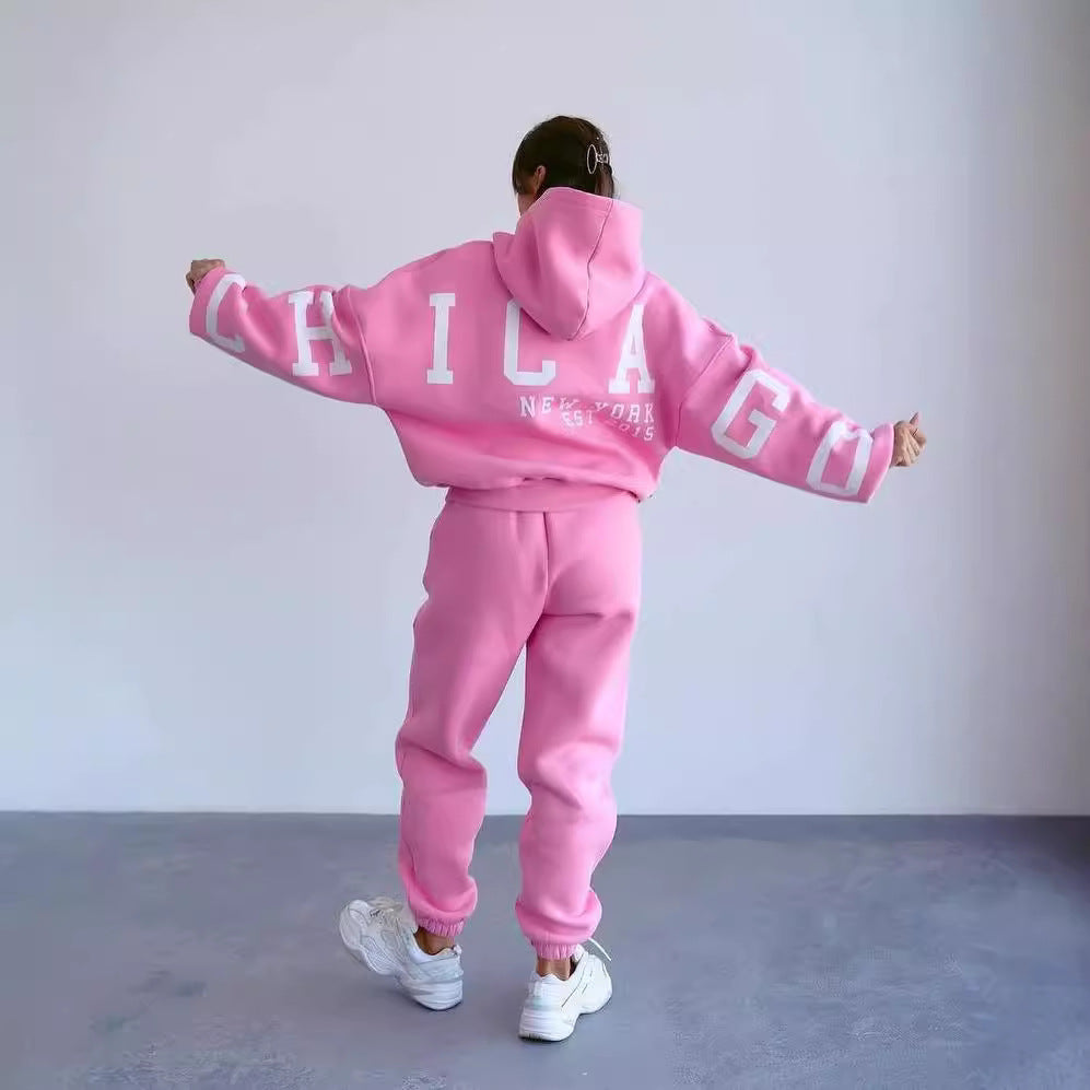 Damen Oversized Kapuzenpullover mit großflächigem Blockprint Chichicherry
