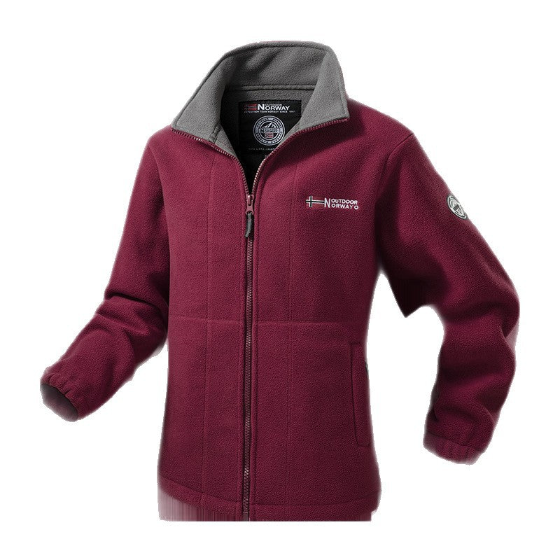 Women's fleece jacket with stand-up collar, wind-resistant structure & adjustable drawstring hem Chichicherry
