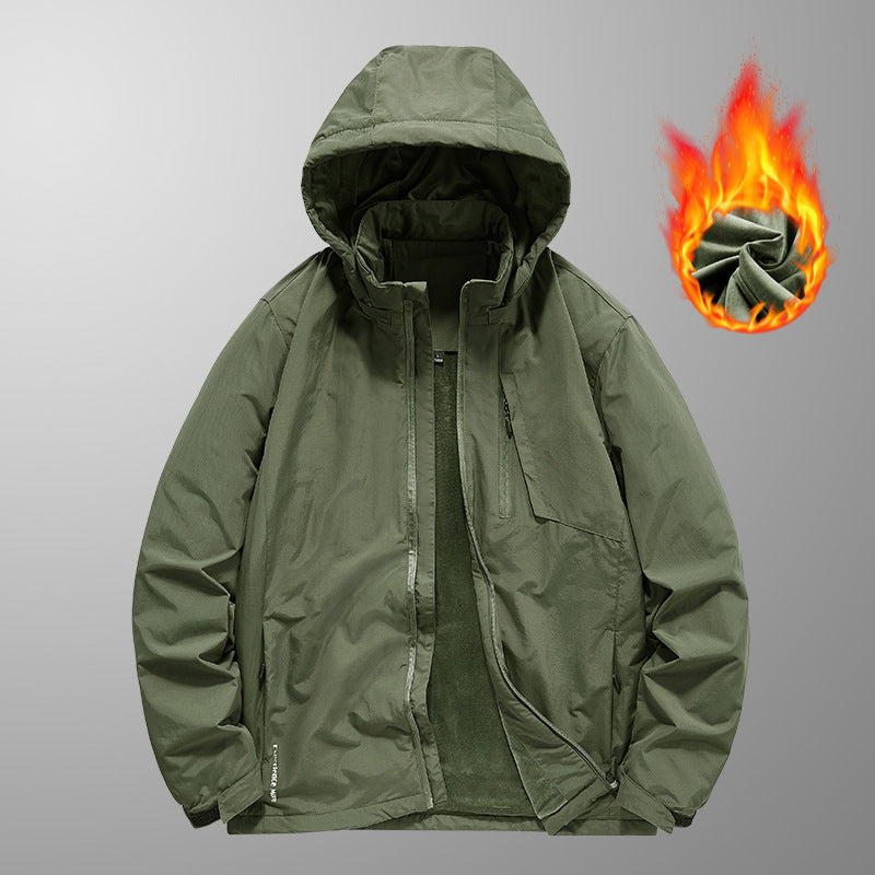 Men's water-repellent hooded field jacket with thermal lining and concealed zipper Chichicherry