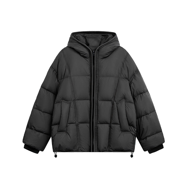 Women Short Padded Hooded Jacket with Drawstring and Zipper Chichicherry