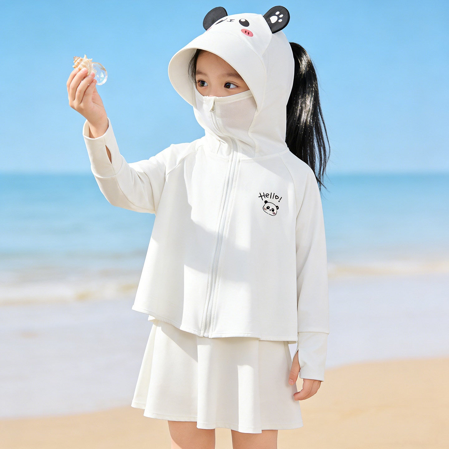 Unisex nan lightweight UV protection sun jacket with hood and thumb hole for children Chichicherry