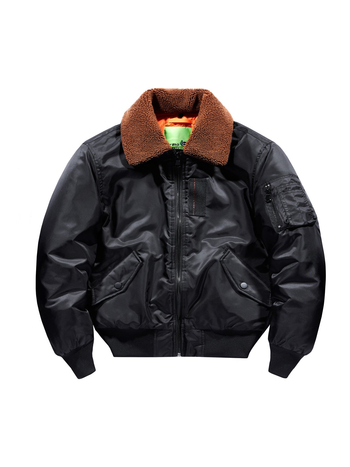 Men's pilot bomber jacket with teddy collar and utility arm pocket Chichicherry