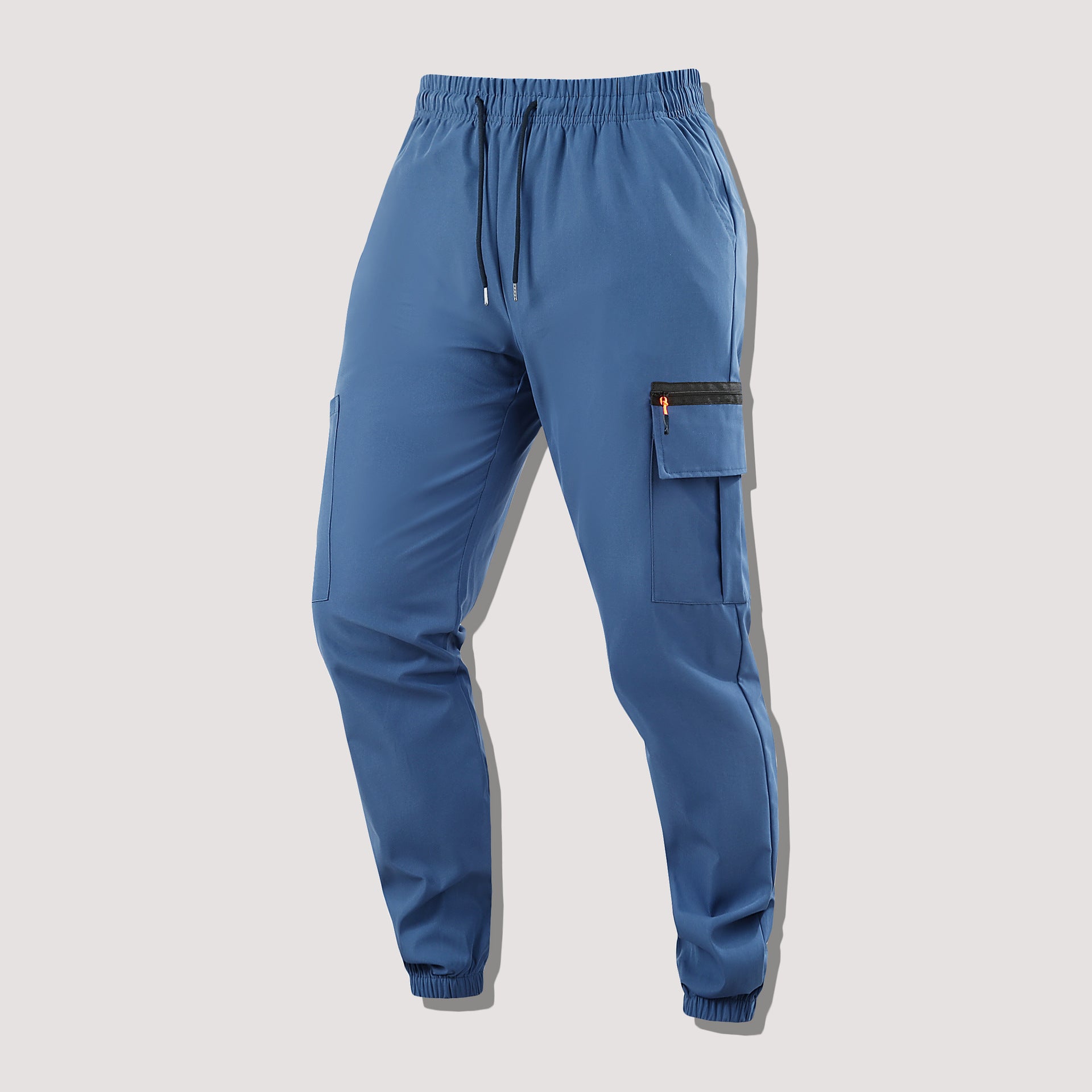Men's Functional Cargo Jogging Pants with Zipper Pocket and Elastic Waistband Chichicherry