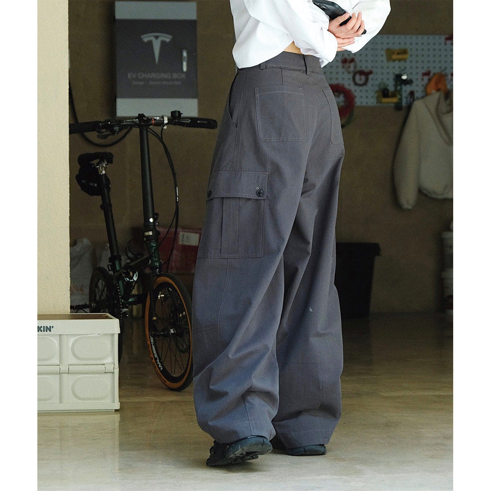 Women's Wide Utility Cargo Pants in Balloon Cut with Large Flap Pockets Chichicherry