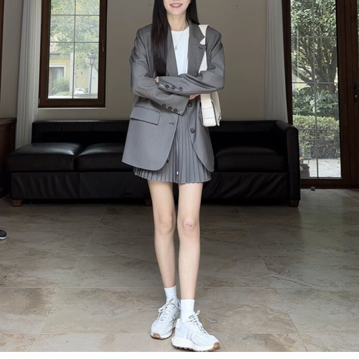 Ladies Elegant Blazer Jacket with Pleated Details Chichicherry