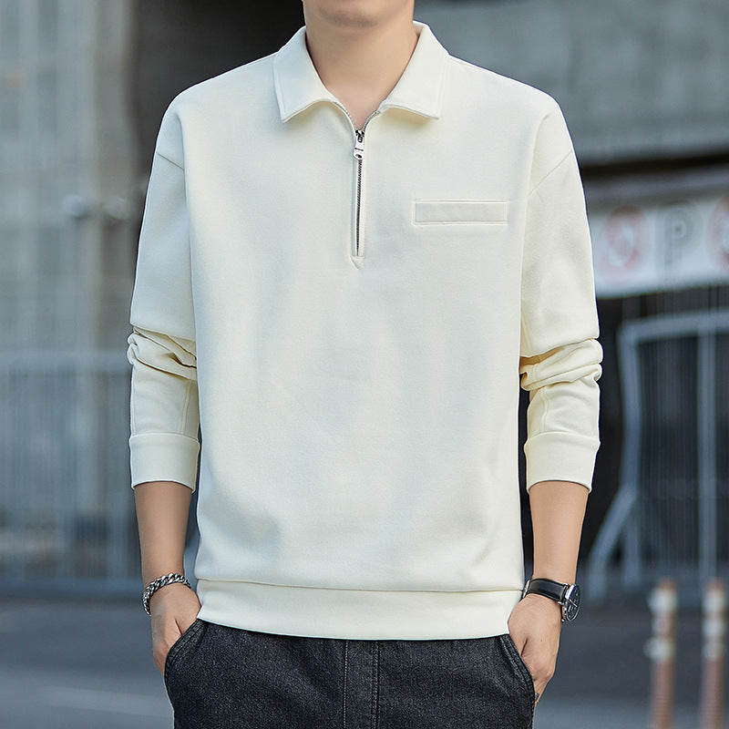 Men's Half-Zip Sweatshirt with Polo Collar and Chest Pocket Chichicherry