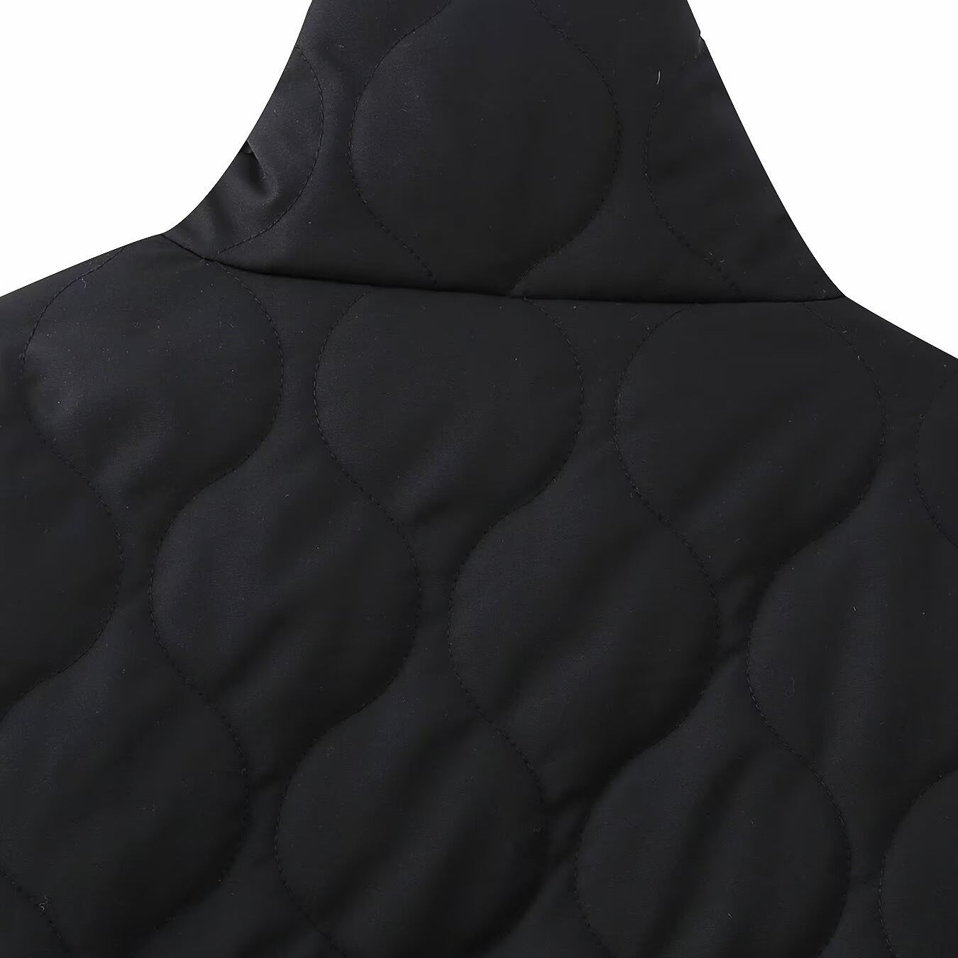 Women's short quilted jacket with high stand-up collar and ruffle pockets Chichicherry