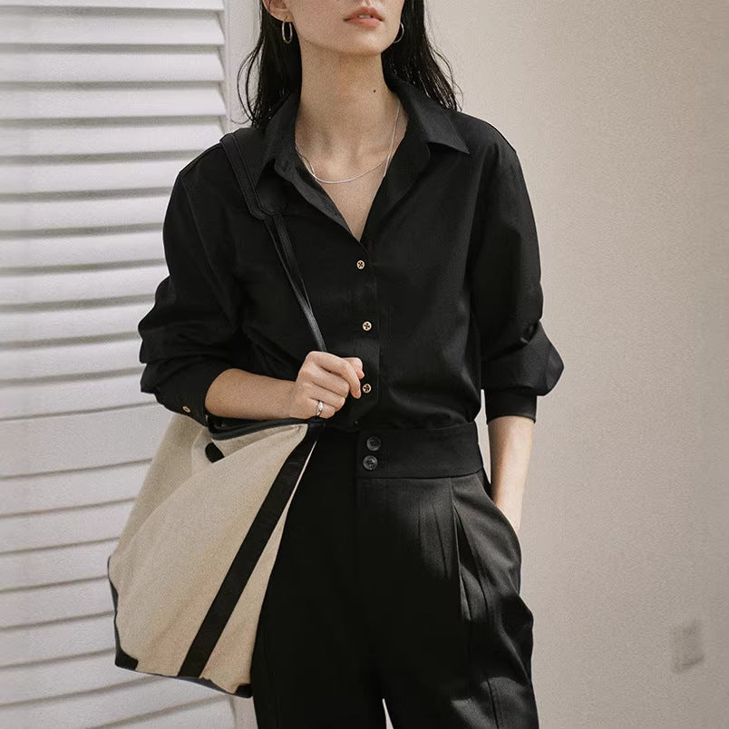Women's Elegant, Loose Blouse and Stylish Suit Pants Drune