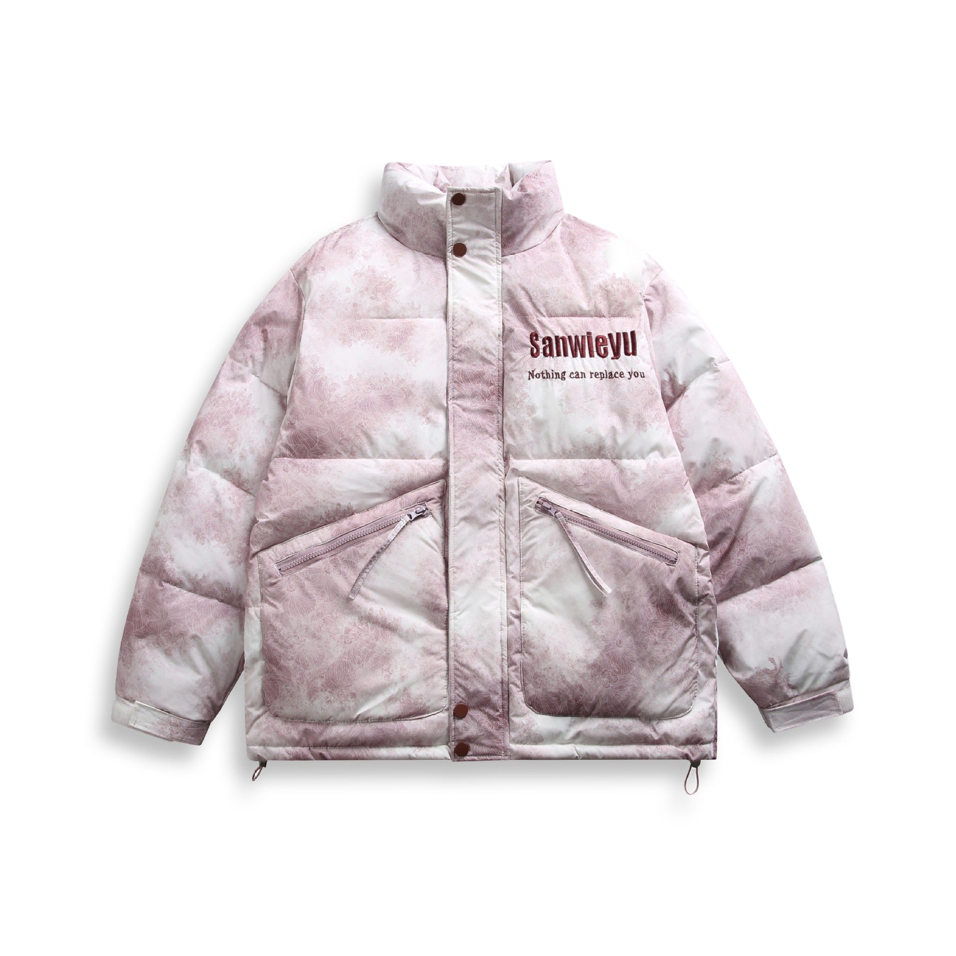 Unisex Short padded blouse jacket in boxy cut with high stand-up collar and diagonal zipper pockets Chichicherry