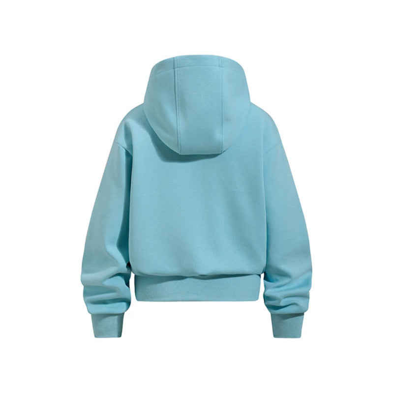 Women's Cropped Hoodie Sweat Jacket with Zipper, Lined Hood and Ribbed Cuffs Chichicherry
