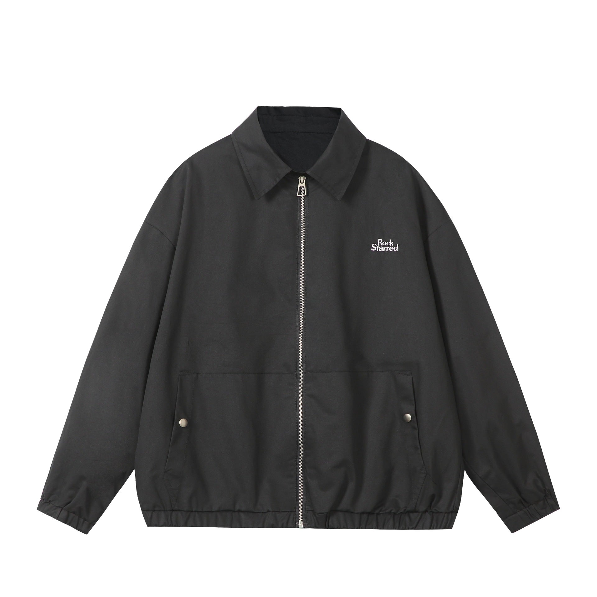Unisex Lightweight Windbreaker with Shirt Collar, Zipper and Patch Pockets Chichicherry